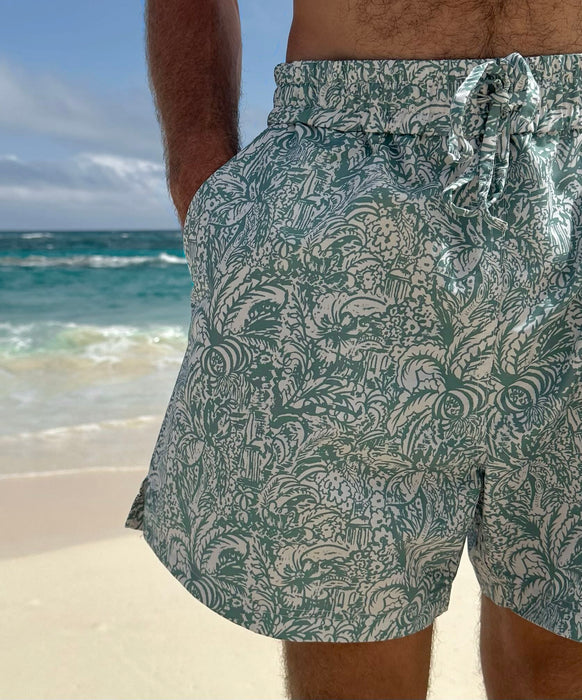 Holiday Swim Trunk in Aloe Path